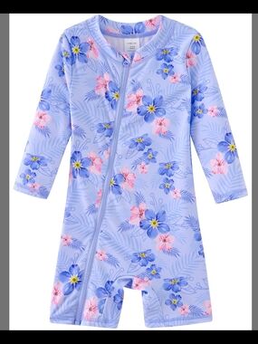 ~ Baby Girls Swimsuit One Piece Full Zip with Long Sleeve UPF 50+ Sun Protection